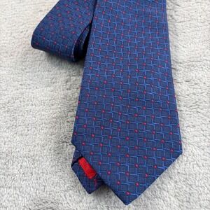 Turnbull & Asser 100% Silk‎ Classic Tie Blue Red Geometric HandMade in England